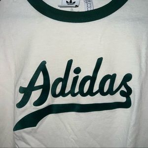 Adidas white with dark green details, short sleeves tshirt